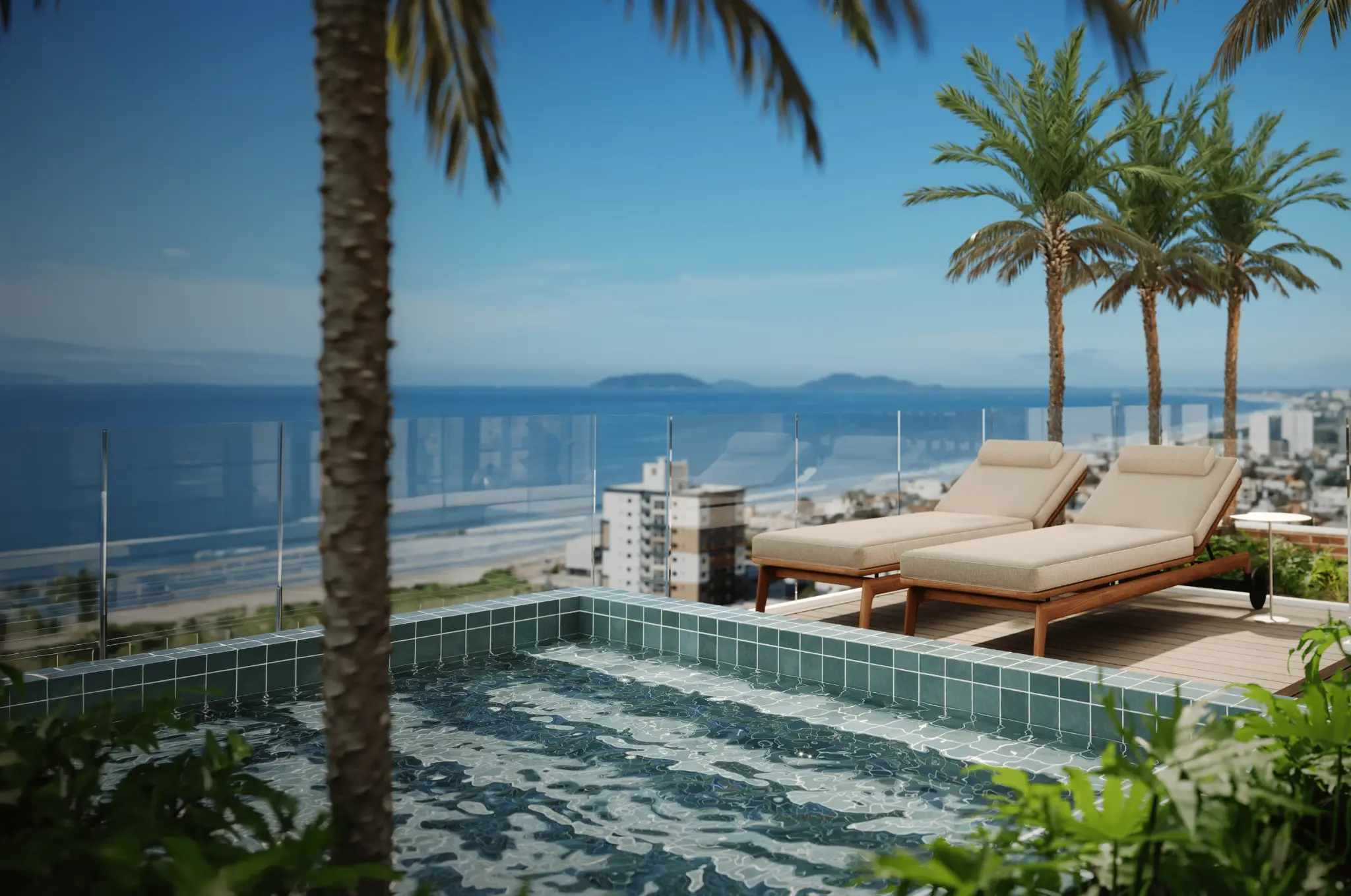 Piscina com vista mar, imagem preliminar do Bossa